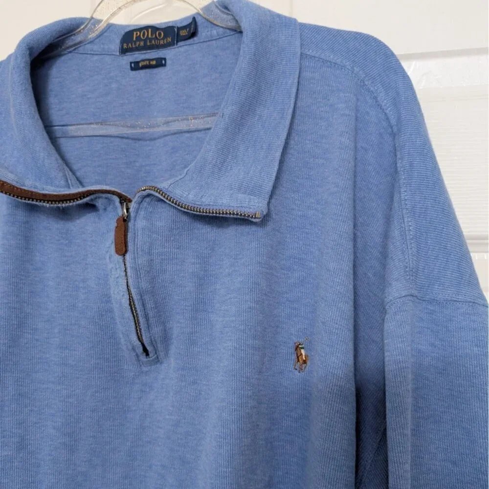 Polo Ralph Lauren Estate Rib 1/4 Sweater Mens Size 3XL Tall Blue Pony Pullover
